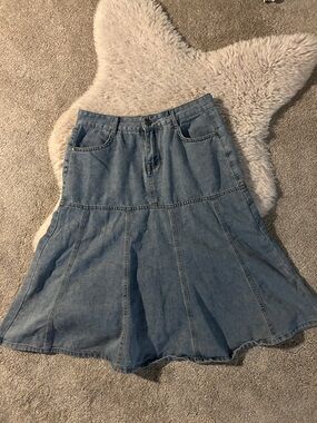 Classic Light Blue Denim A-Line Skirt